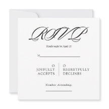 RSVP de boda minimalista en negro y blanco