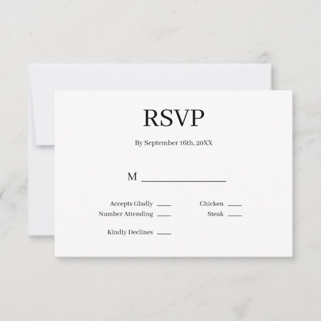 Tarjeta RSVP de boda Minimalista moderna (Anverso)