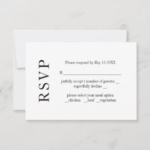 Tarjeta RSVP de boda minimalista moderna
