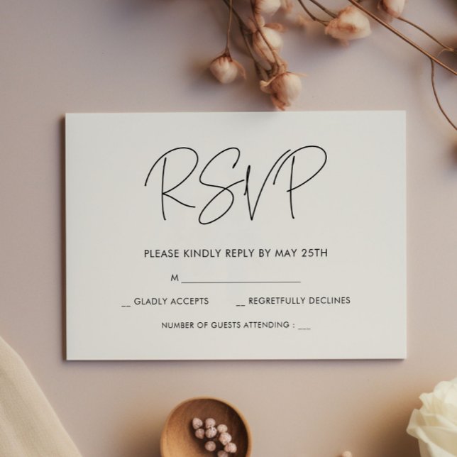 Tarjeta RSVP de boda minimalista moderna (Subido por el creador)