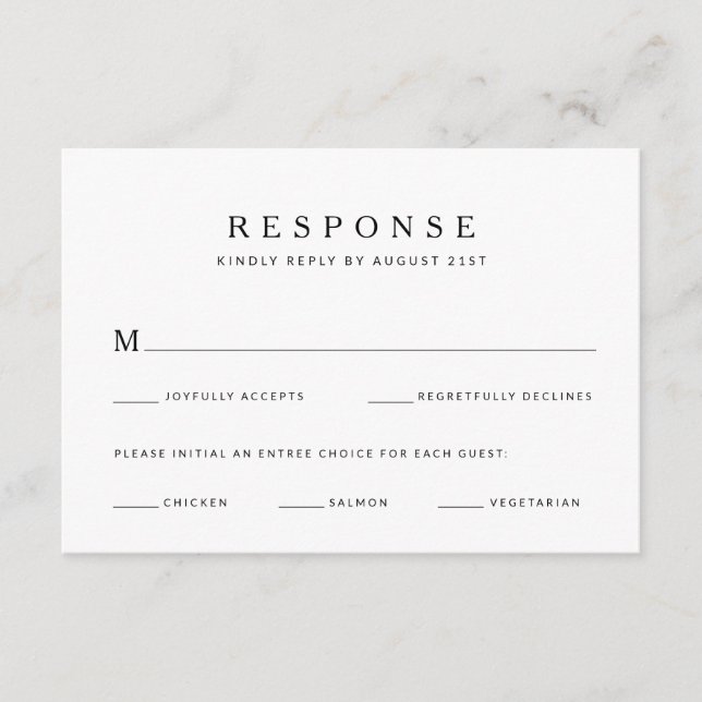 Tarjeta RSVP de boda Minimalista moderna (Anverso)
