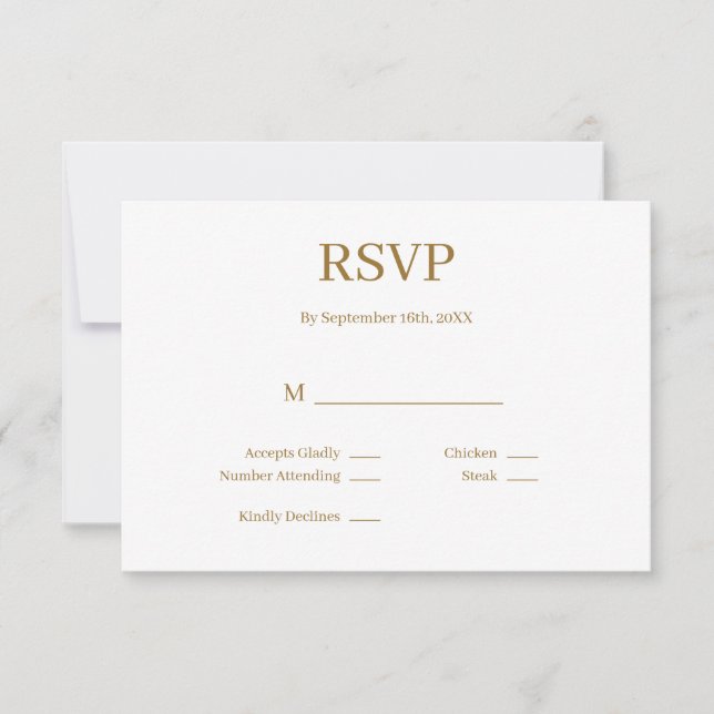 Tarjeta RSVP de boda Minimalista moderna (Anverso)