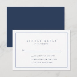 Tarjeta RSVP de boda Minimalista moderna azul de l