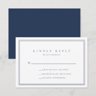 Tarjeta RSVP de boda Minimalista moderna azul de l