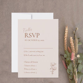 Tarjeta RSVP de boda minimalista Terracotta Boho B