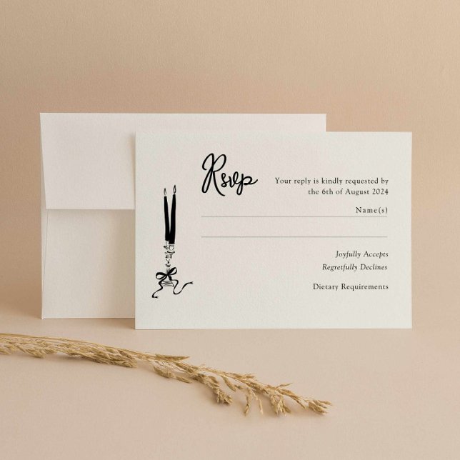 Tarjeta RSVP de boda moderna (hand drawn wedding rsvp card, modern vintage inspired response card illustrated, hand written)