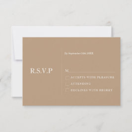 Tarjeta RSVP de boda moderna con un mínimo de colo