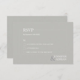 Tarjeta RSVP de boda moderna de granito gris mínim