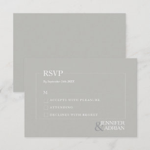 Tarjeta RSVP de boda moderna de granito gris mínim