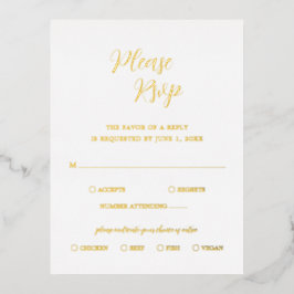 Tarjeta RSVP de boda moderna de Relieve metalizado
