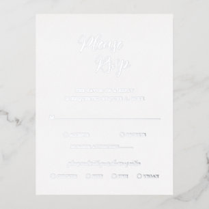 Tarjeta RSVP de boda moderna de Relieve metalizado