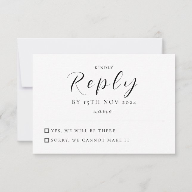 Tarjeta RSVP de boda moderna | Elegante y Minimali (Reverso)