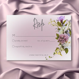 Tarjeta RSVP de Boda Moderna Floral de Mauve Blanc