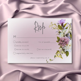 Tarjeta RSVP de Boda Moderna Floral de Mauve Blanc