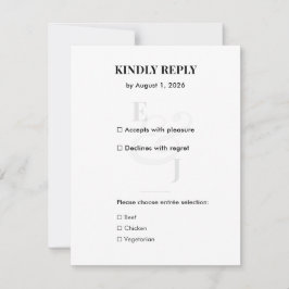 Tarjeta RSVP de boda moderna minimalista con códig