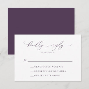 Tarjeta RSVP de Boda Moderna Minimalista de Pluma