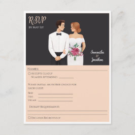 Tarjeta RSVP de boda moderna para personalizado