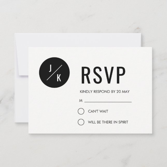 Tarjeta RSVP de boda moderna y simple - círculo ne (Anverso)