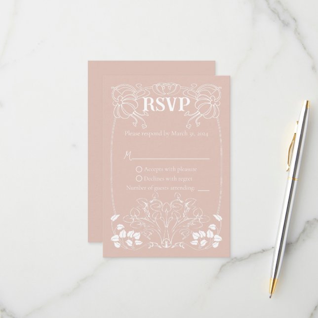Tarjeta RSVP de boda modernista (Anverso/Reverso In Situ)