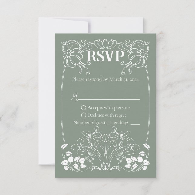 Tarjeta RSVP de boda modernista (Anverso)