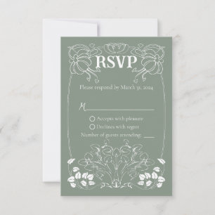 Tarjeta RSVP de boda modernista