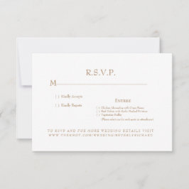 Tarjeta RSVP de Boda Monográfica Blanca y Oro