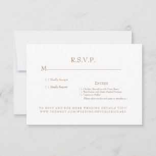Tarjeta RSVP de Boda Monográfica Blanca y Oro