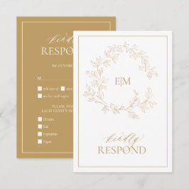 Tarjeta RSVP de Boda Monográfica de Oro Moderno