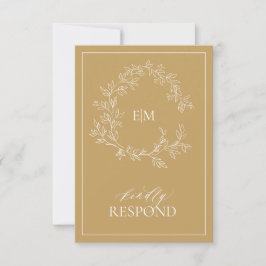 Tarjeta RSVP de Boda Monográfica de Oro Moderno