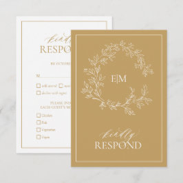 Tarjeta RSVP de Boda Monográfica de Oro Moderno