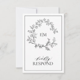 Tarjeta RSVP de Boda Monográfica Escudo de Leafy N