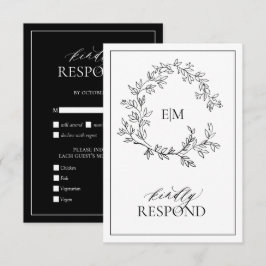 Tarjeta RSVP de Boda Monográfica Escudo de Leafy N