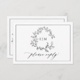 Tarjeta RSVP de Boda Monográfica Escudo de Leafy N