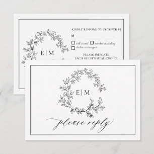 Tarjeta RSVP de Boda Monográfica Escudo de Leafy N