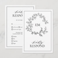 Tarjeta RSVP de Boda Monográfica Escudo de Leafy N