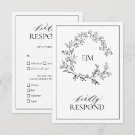 Tarjeta RSVP de Boda Monográfica Escudo de Leafy N