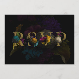 Tarjeta RSVP de Boda Monográfica Floral Oscura