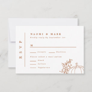 Tarjeta RSVP de Boda Monograma de calabaza Vines