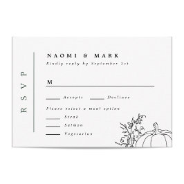 Tarjeta RSVP de Boda Monograma de calabaza Vines