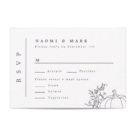 Tarjeta RSVP de Boda Monograma de calabaza Vines