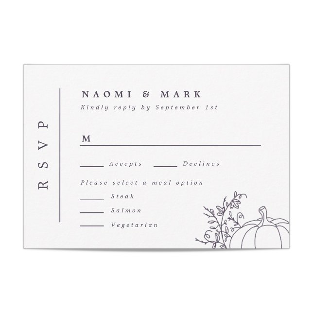 Tarjeta RSVP de Boda Monograma de calabaza Vines (Subido por el creador)