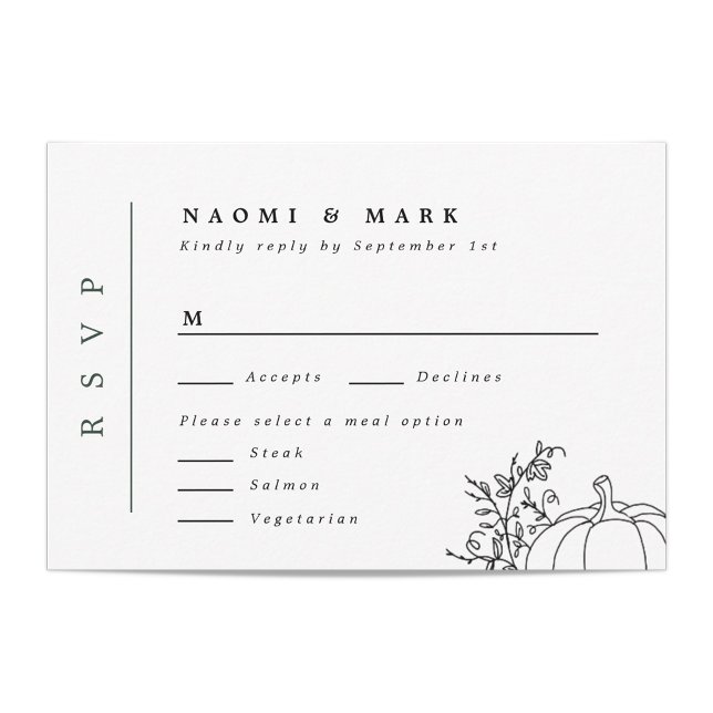 Tarjeta RSVP de Boda Monograma de calabaza Vines (Subido por el creador)