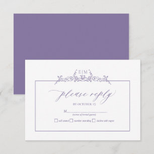 Tarjeta RSVP de Boda Monograma de Lavender Floral