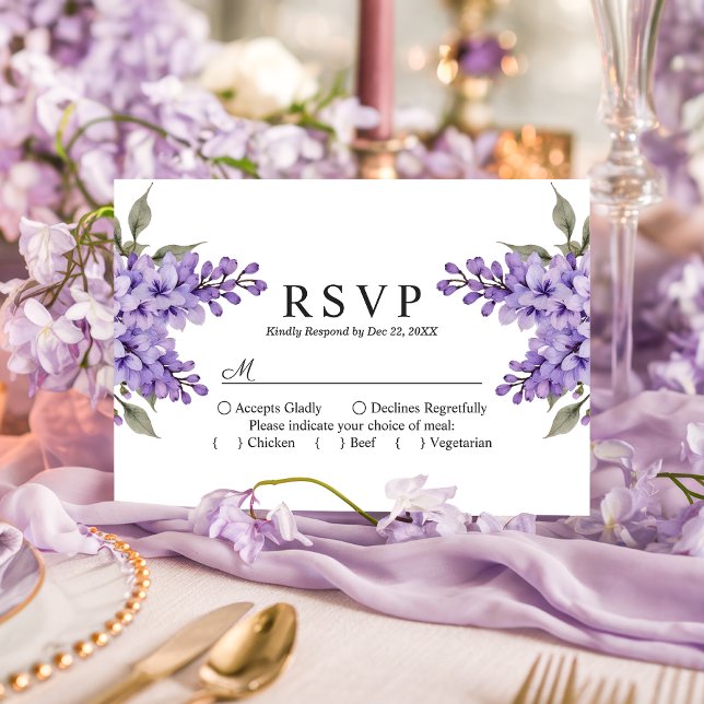 Tarjeta RSVP de Boda Morada Floral Wisteria Boda (Subido por el creador)