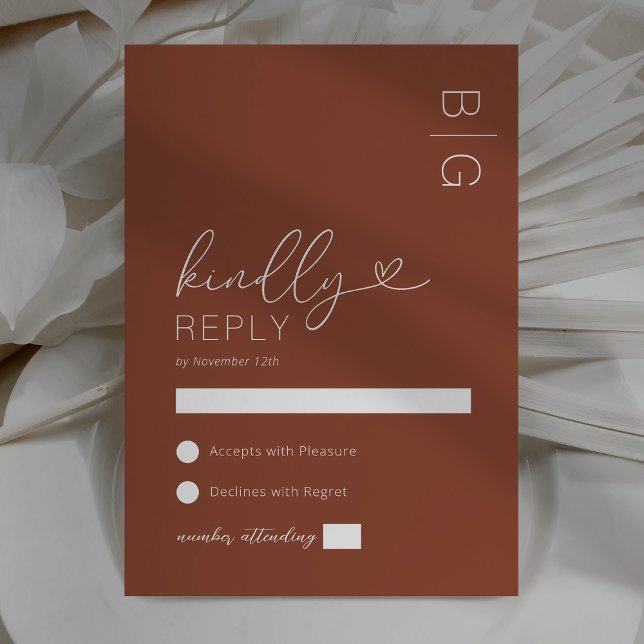 Tarjeta RSVP de boda Naranja quemada moderna (Subido por el creador)