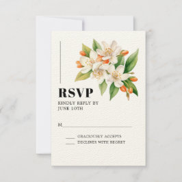 Tarjeta RSVP de Boda naranja y Flores Jazmín