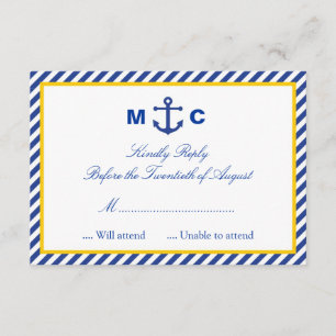 Tarjeta RSVP de boda náutica