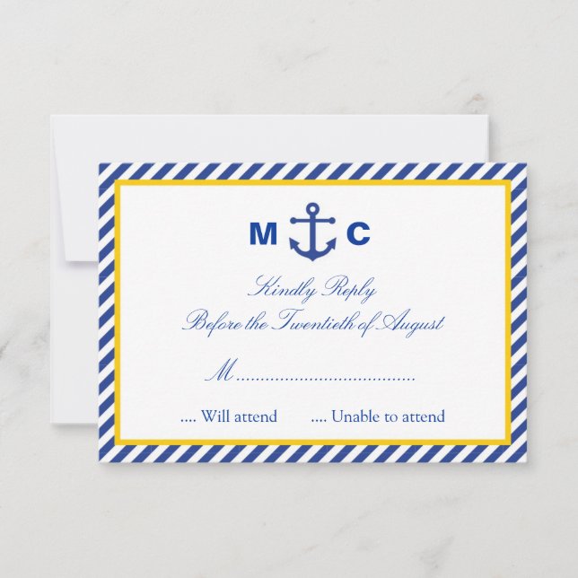 Tarjeta RSVP de boda náutica (Anverso)