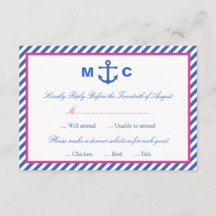 Tarjeta RSVP de boda náutica