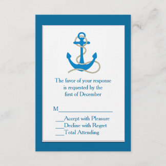 Tarjeta RSVP de Boda Náutica Azul